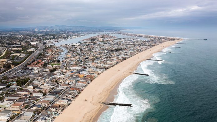 aerial view of newport beach