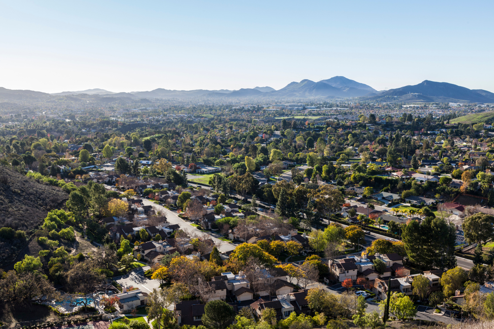 Hilltop view of suburban of Thousand Oaks