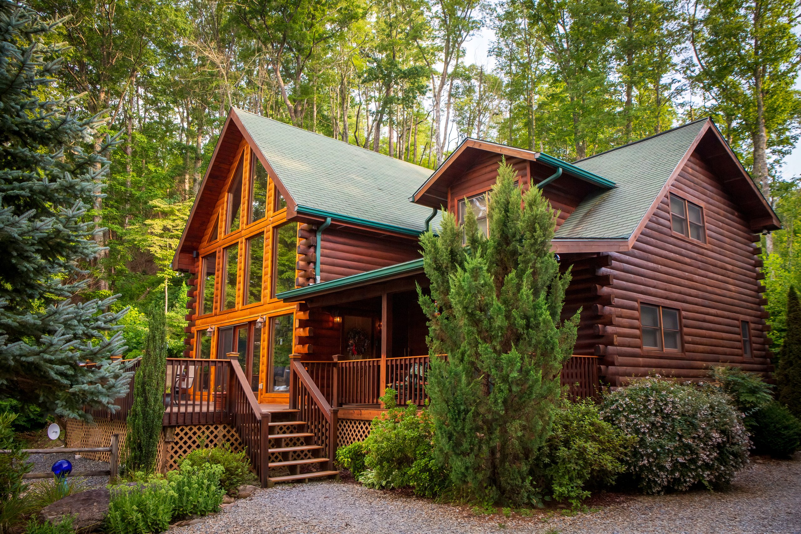 log home in woods