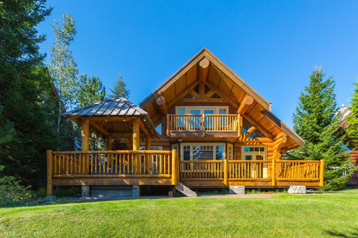 front of log home