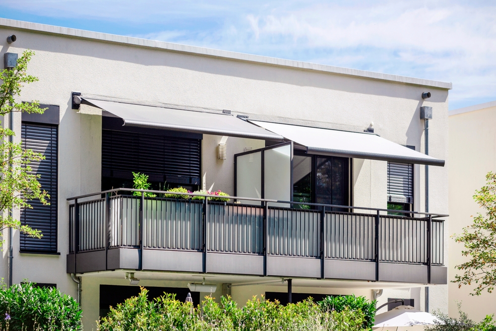 home with window awnings