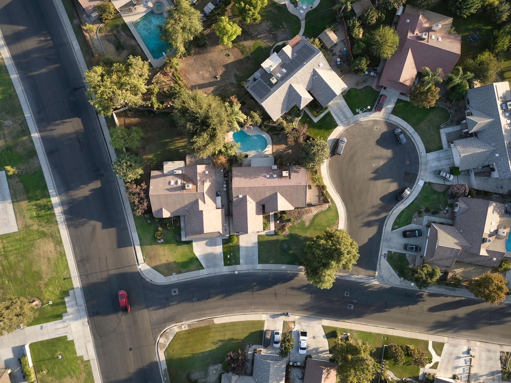 aerial view of bakersfield neighborhood