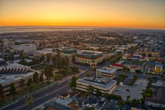 Aerial View of the San Diego Suburb of Chula Vista, California