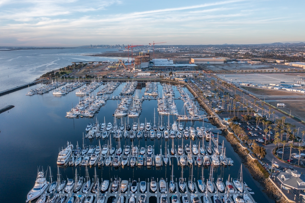 Chula Vista Marina with view of downtown San Diego
