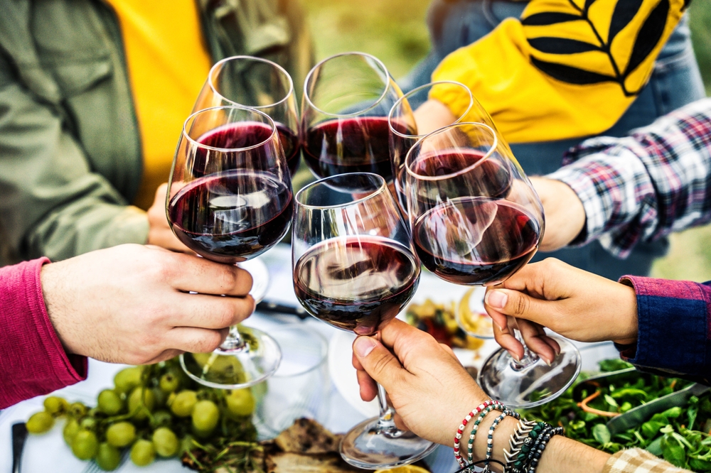 friends toasting with wine glasses