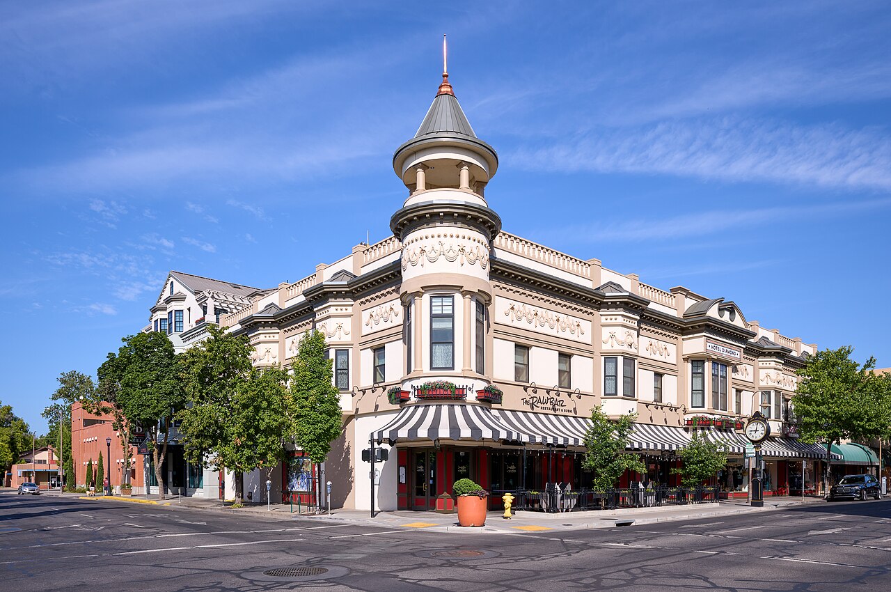 View of the Morehead Building on the northwest corner of West Fourth Street and Broadway in Chico, California, on the morning of June 9, 2024. The historic downtown building is named after James Franklin Morehead, the owner of People’s Savings and Commercial Bank in Chico. It was built in 1900 and some of its original decorative features were restored beginning in 2018.